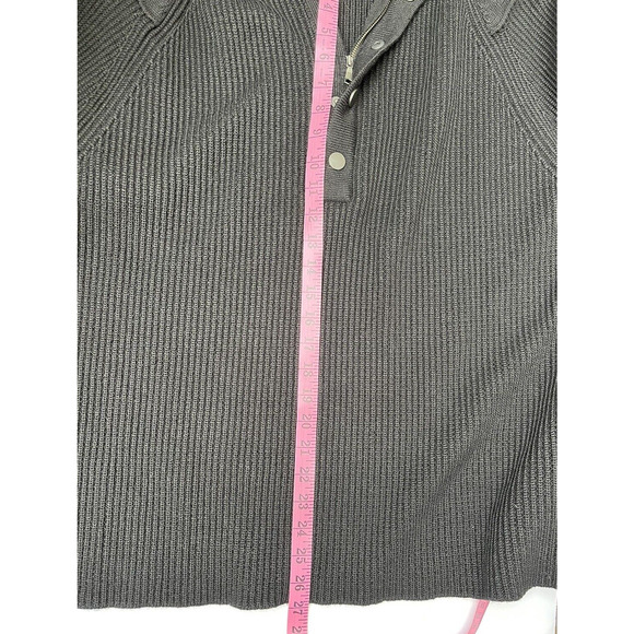 Banana Republic Mens Black Size XL 1/4 Snap Zip Sweater 100% Wool Ribbed Soft - Picture 10 of 12